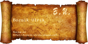 Bozsik Ulrik névjegykártya